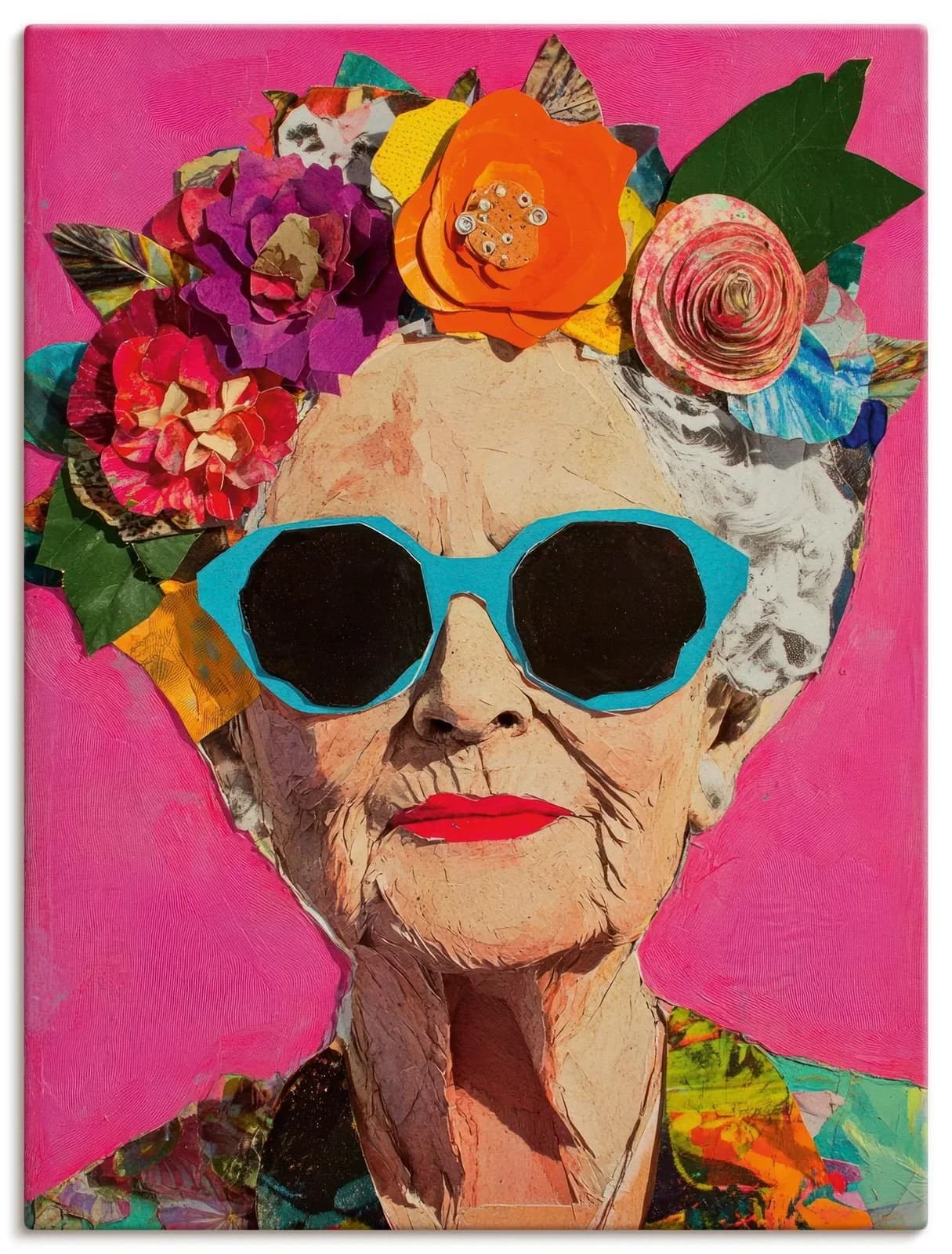 Artland Wandbild Frau mit Blumenkranz
