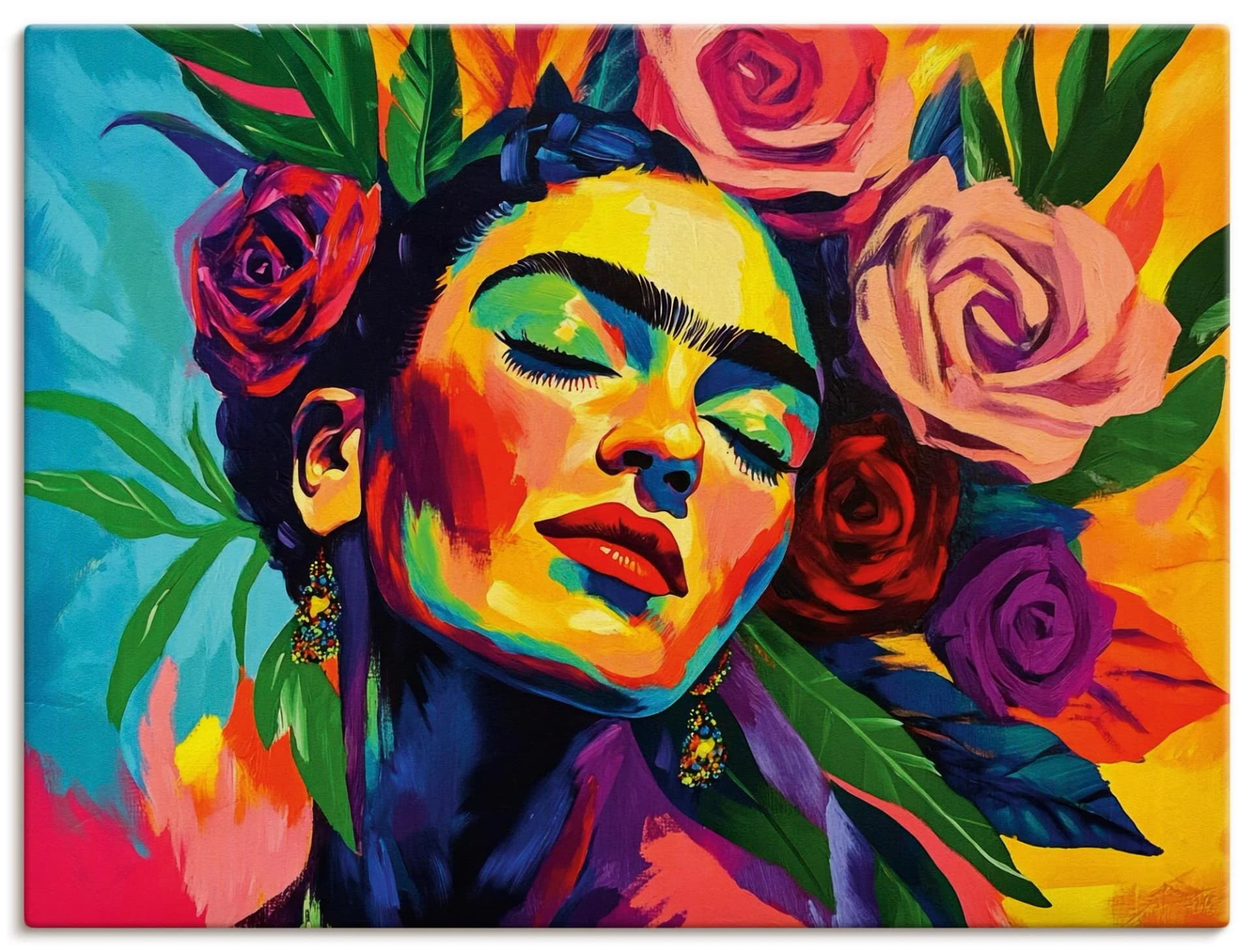Wandbild ARTLAND Die florale Umarmung, Rosen Mädchen