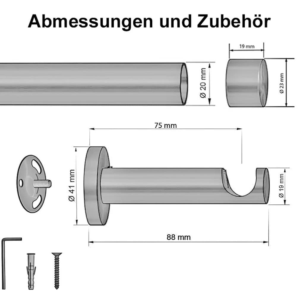 Garduna Gardinenstange Ø 20mm 1-läufig Metall - Bild 3