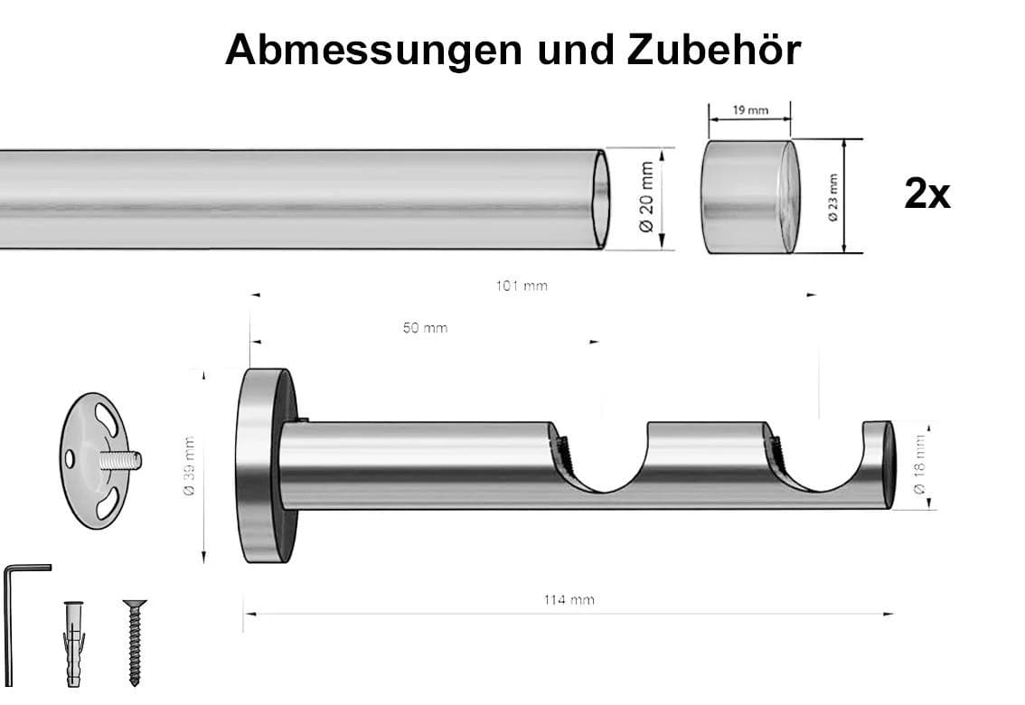 Garduna Gardinenstange Ø 20mm Metall 1- oder 2-Lauf - Bild 3