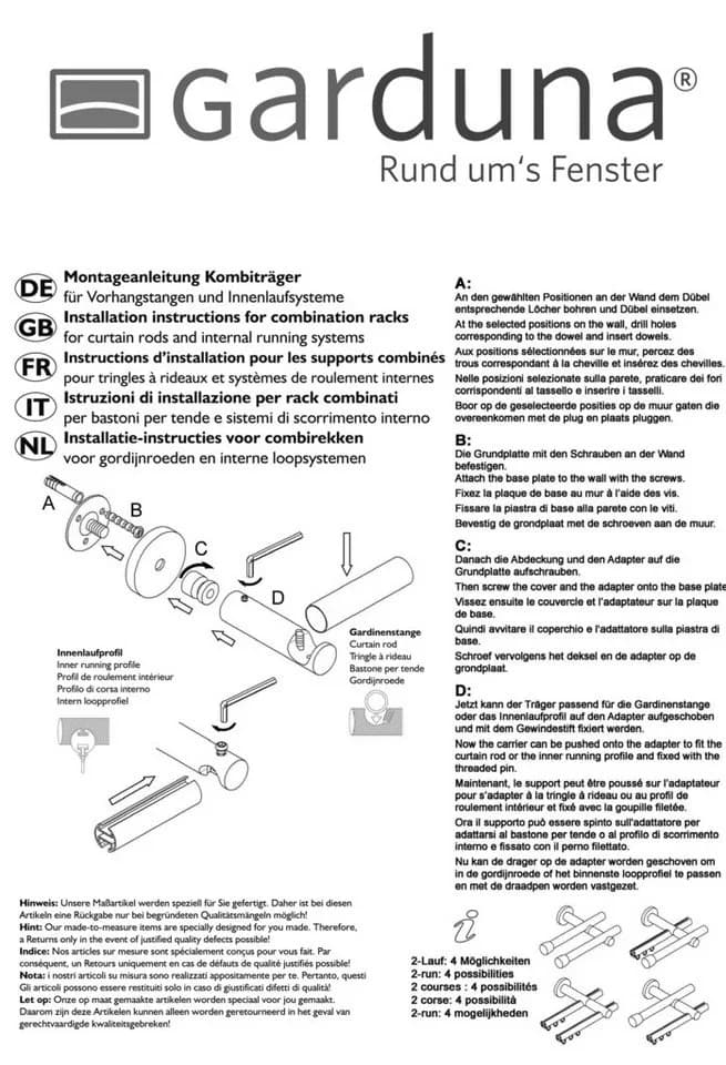 Garduna Gardinenstange Ø 20mm Metall 1- oder 2-Lauf - Bild 4