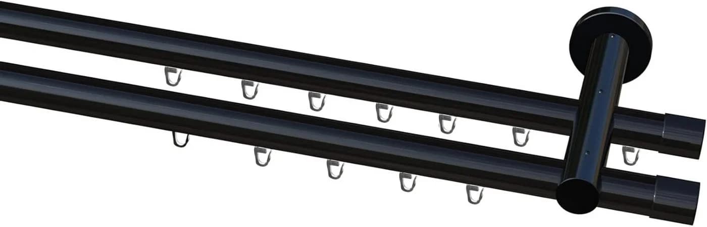 Garduna Gardinenstange Ø 20mm Innenlauf Komplettset inkl. X-Gleiter in Profilfarbe, 2-läufig, kürzbar, Metall