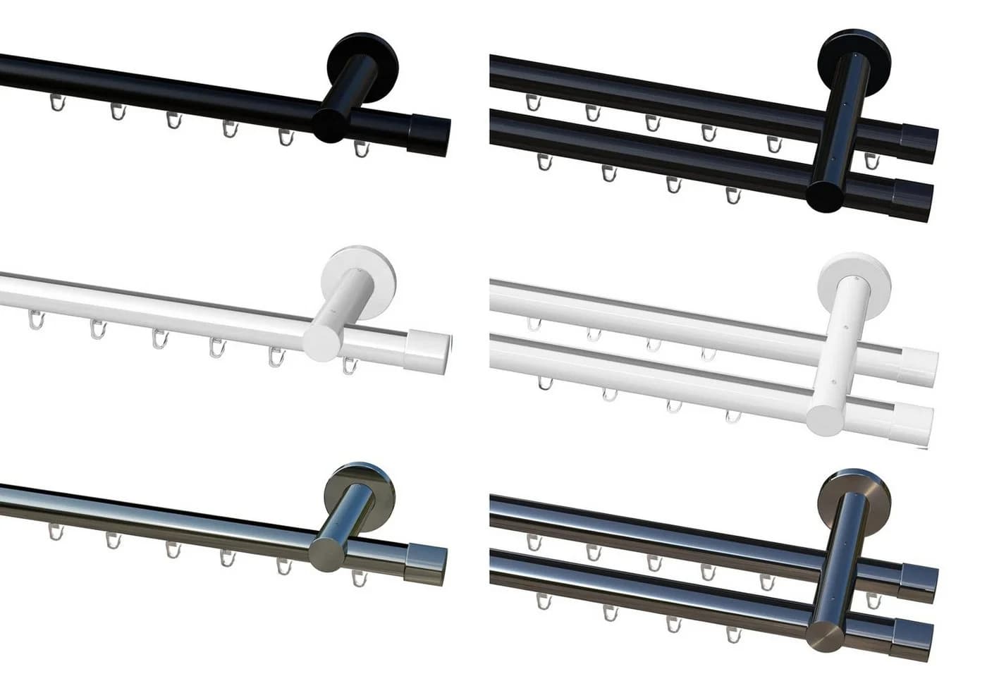 Garduna Gardinenstange Ø 20mm Innenlauf Komplettset inkl. X-Gleiter in Profilfarbe, 2-läufig, kürzbar, Metall - Bild 2
