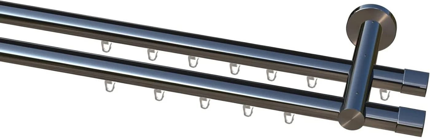 Garduna Gardinenstange Ø 20mm Innenlauf Komplettset inkl. X-Gleiter in Profilfarbe, 2-läufig, kürzbar, Metall