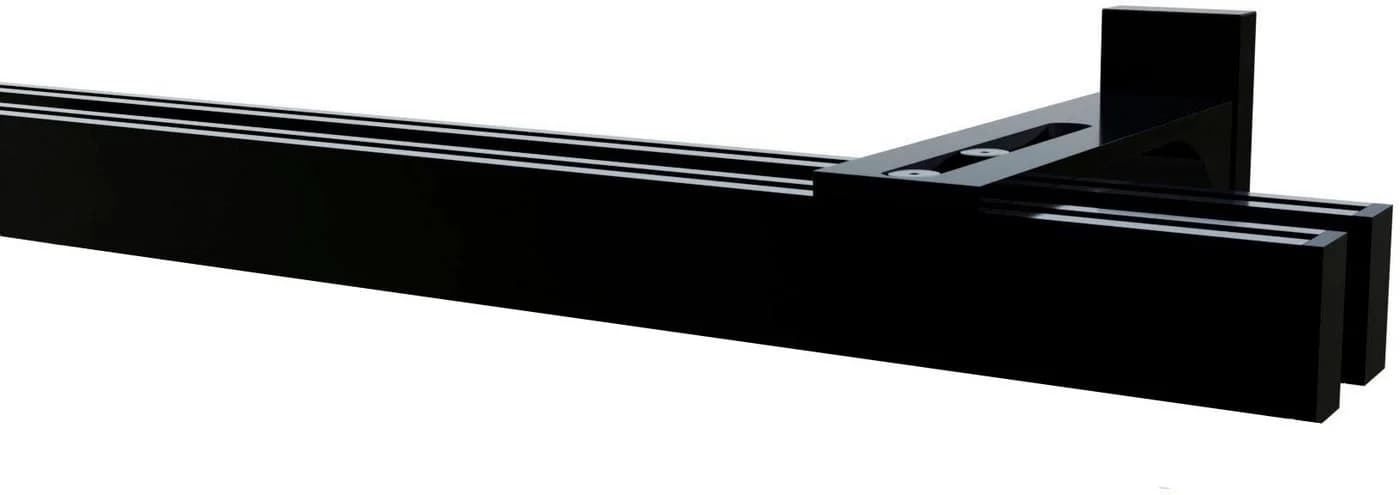 Garduna Gardinenstange 2-Lauf Hochkant System Schwarz 14x34mm