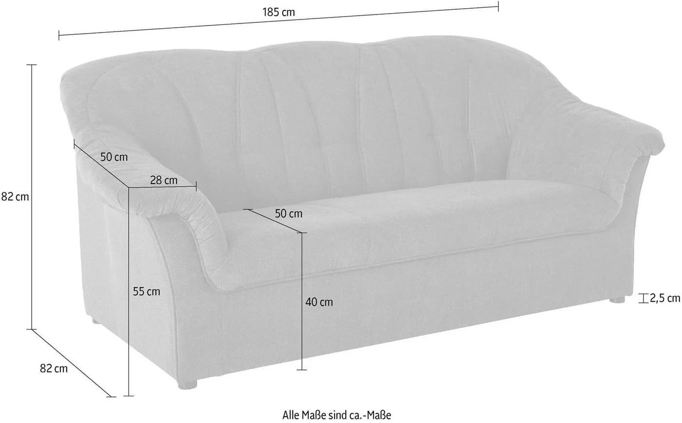 DOMO COLLECTION 3-Sitzer Sofa Pegnitz Grau Polyester - Bild 5