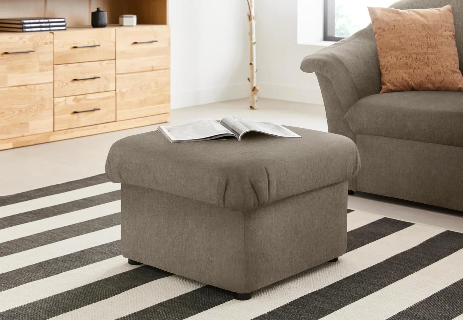DOMO COLLECTION Hocker Pegnitz Braun Microfaser