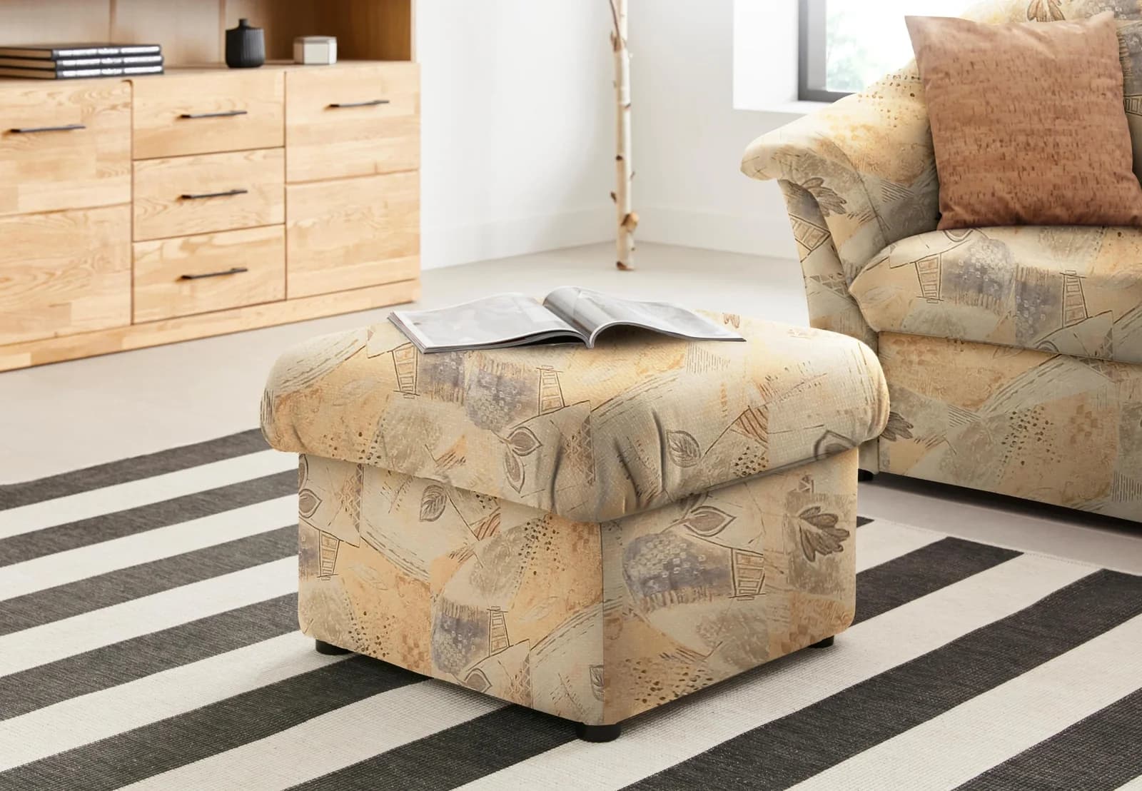 DOMO COLLECTION Polsterhocker Pegnitz Beige 100% Polyester
