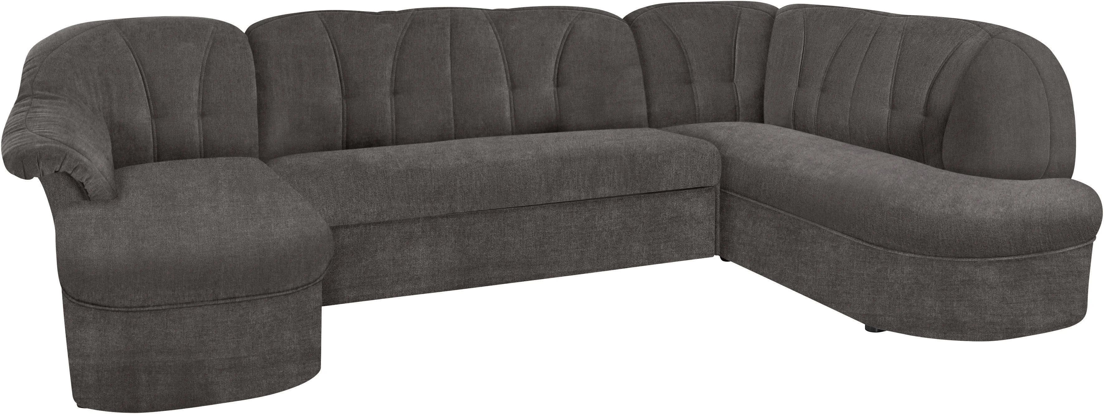 DOMO COLLECTION Wohnlandschaft Pegnitz U-Form Grau mit Bettfunktion