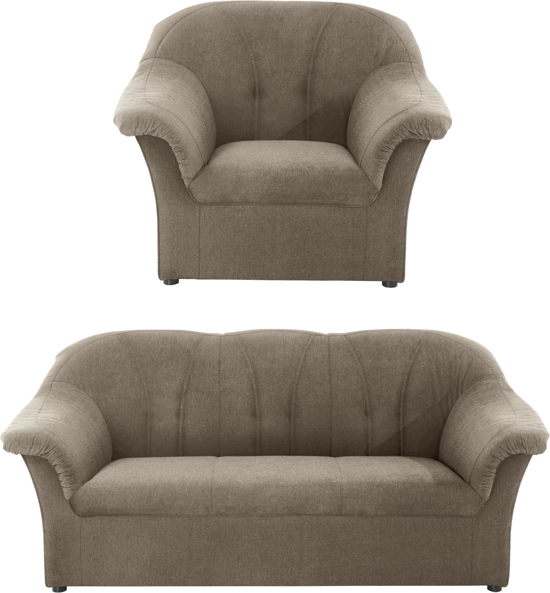 Polstergarnitur DOMO Pegnitz 4-tlg. Braun Chenille-Optik