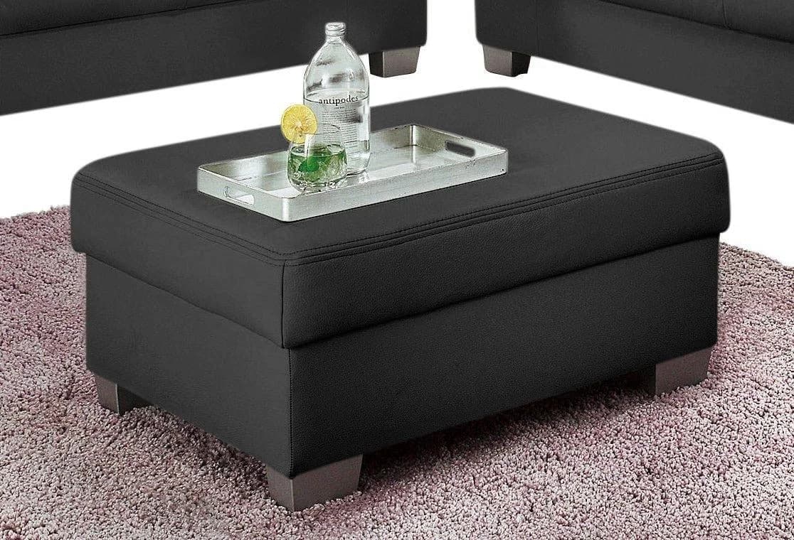 DOMO COLLECTION Hocker Amando Schwarz Leder Kunstleder