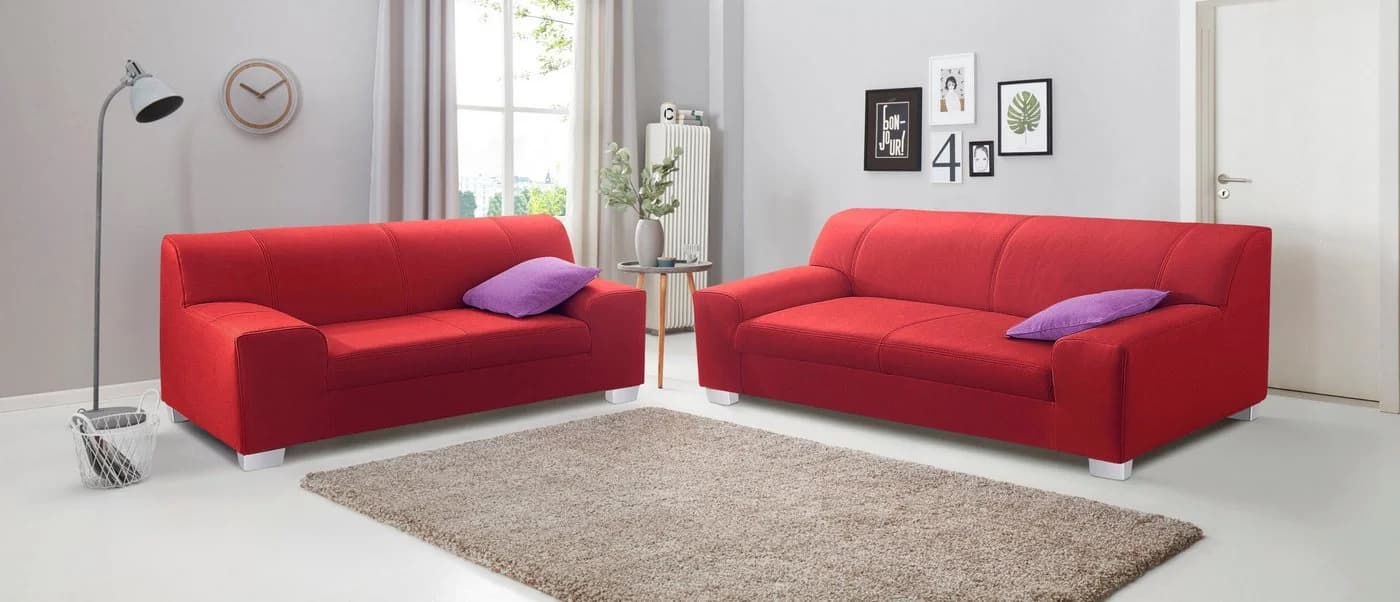 DOMO COLLECTION Amando Polstergarnitur Rot 2er + 3er Sofa - Bild 2