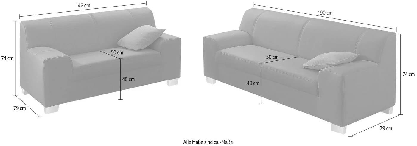 DOMO COLLECTION Amando Polstergarnitur Rot 2er + 3er Sofa - Bild 5