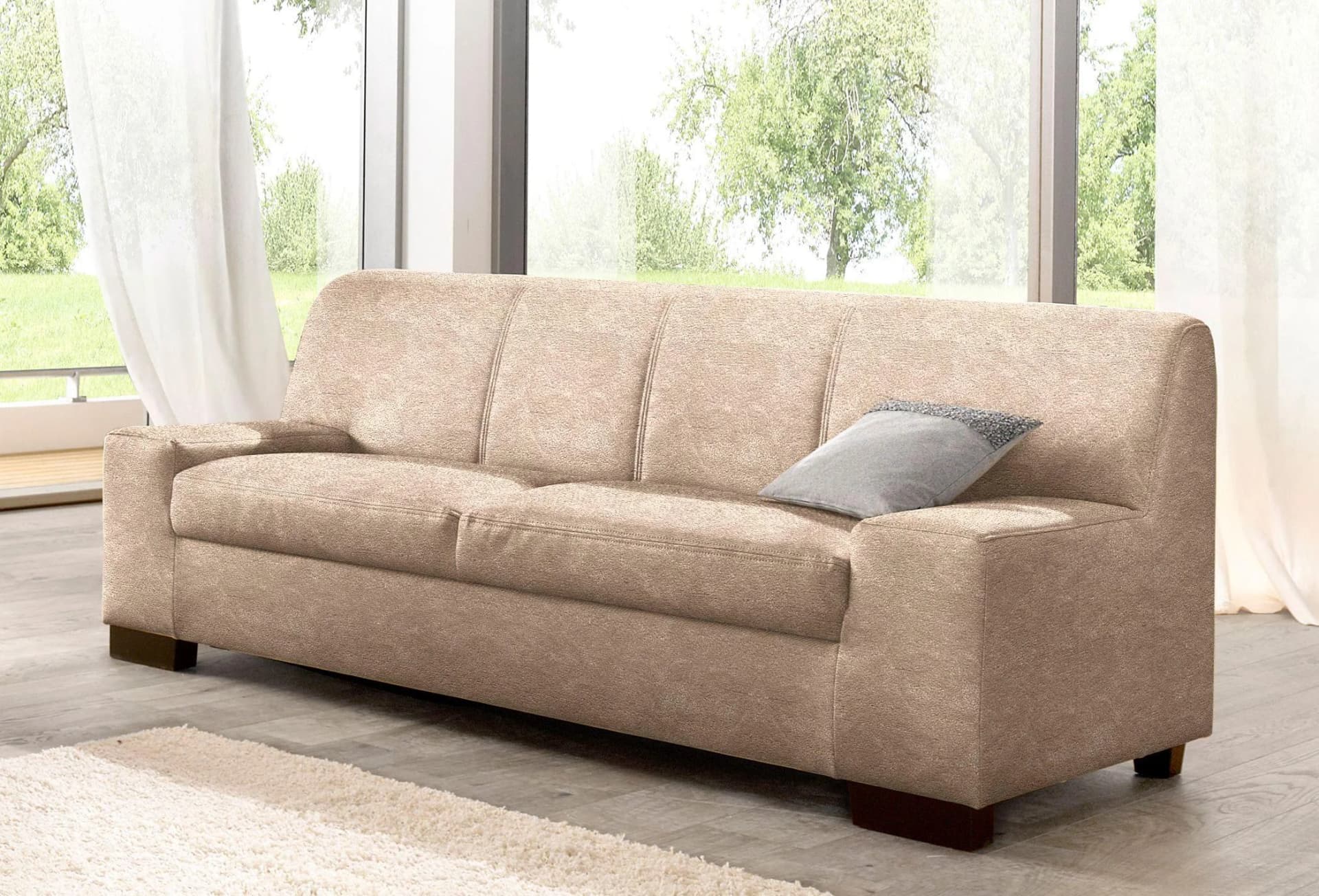 DOMO Collection Sofa 3-Sitzer Norma Beige Kubisch Modern