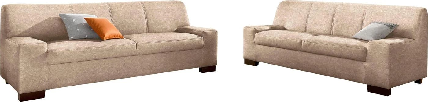 DOMO COLLECTION Polstergarnitur Norma 3-tlg. Beige Microfaser - Bild 2