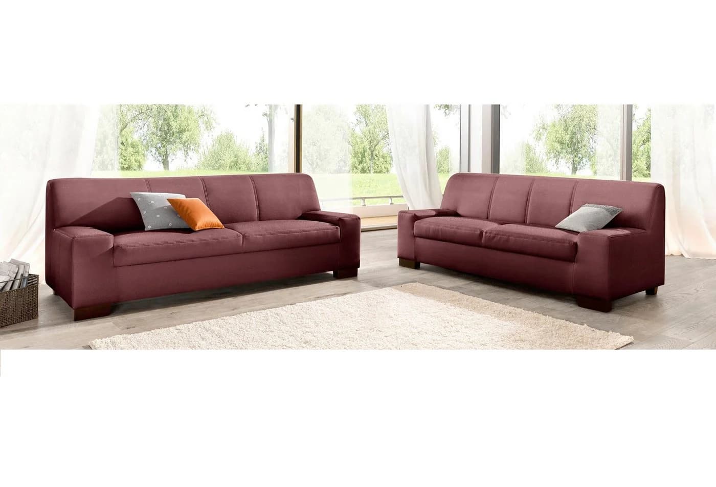 DOMO COLLECTION Polstergarnitur Norma Top 2+3 Sitzer Rot Kunstleder