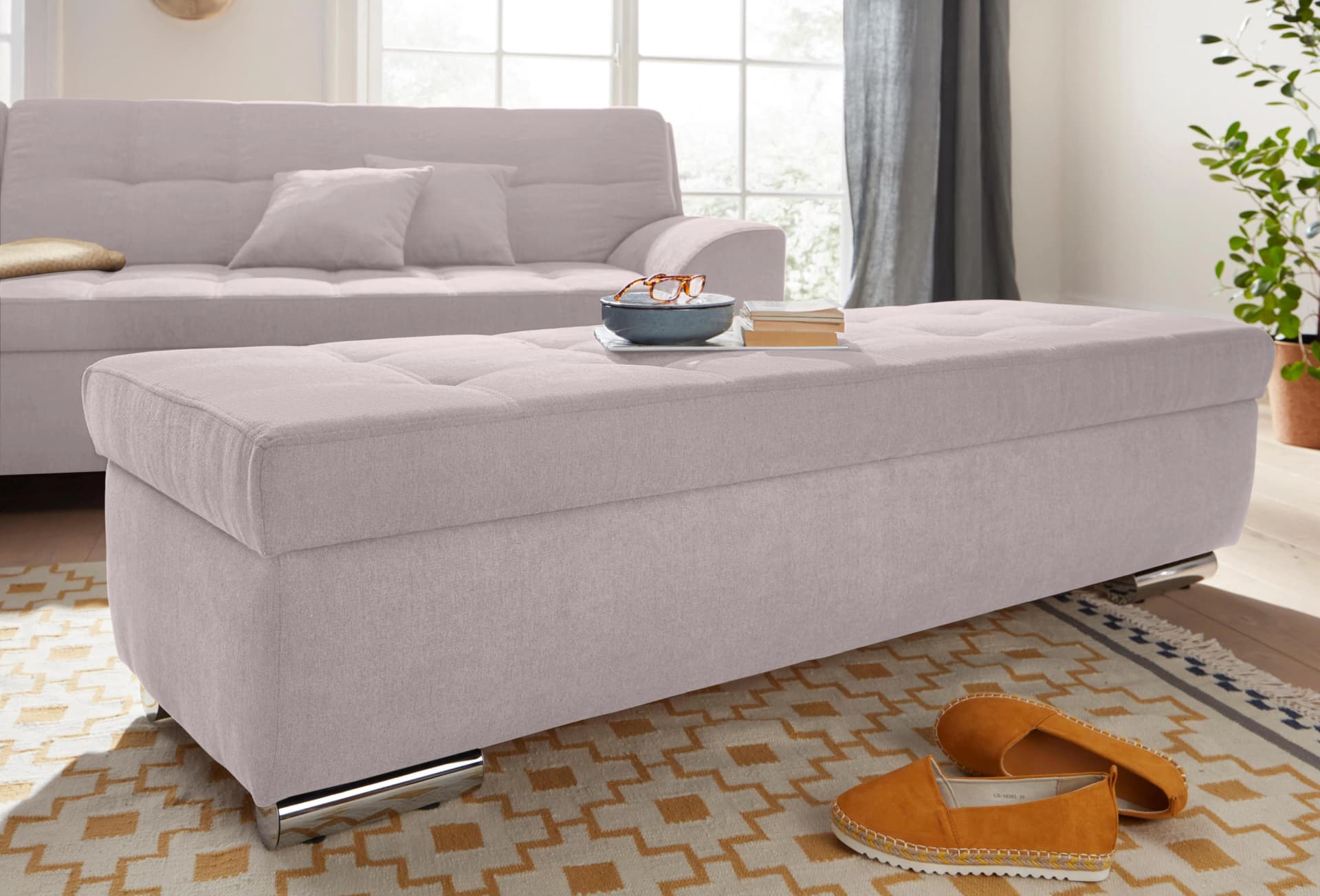 DOMO COLLECTION Hocker Aversa Grau Taupe mit Stauraum