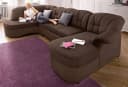 DOMO COLLECTION Flores Wohnlandschaft U-Form Braun Leder Microfaser Bild 2