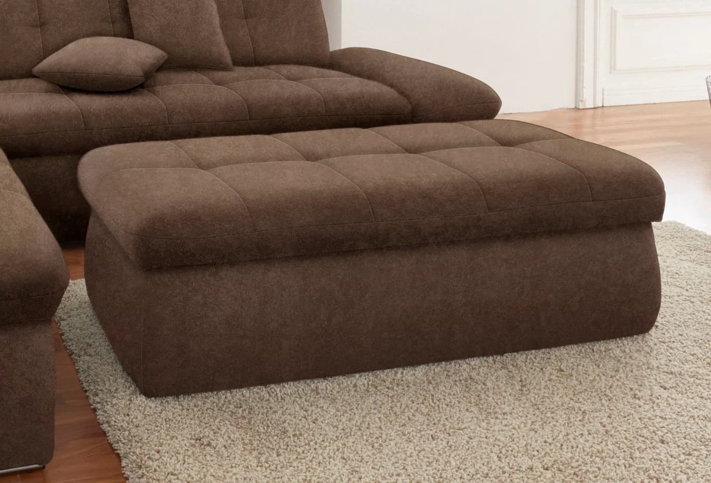 DOMO COLLECTION NMoric Hocker mit Stauraum Braun Microfaser - Bild 2