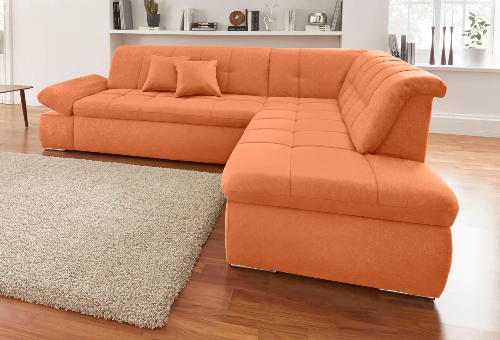 DOMO COLLECTION Ecksofa NMoric Terrakotta mit Bettfunktion