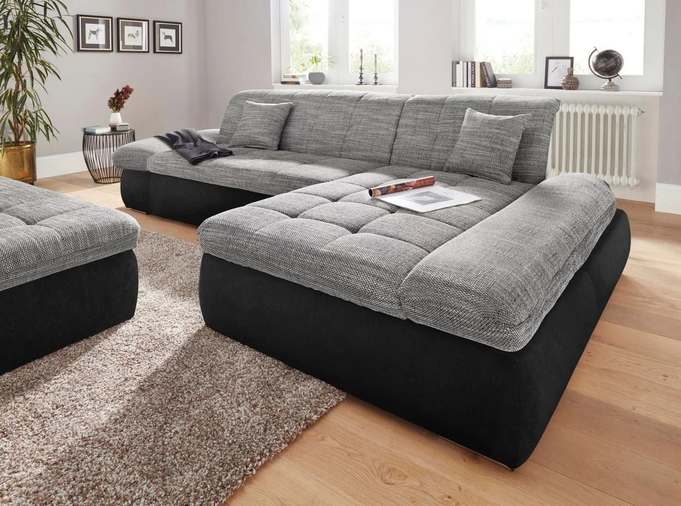 DOMO COLLECTION Ecksofa PB Moric L-Form Schwarz/Weiß-Grau - Bild 4