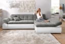 DOMO collection Ecksofa Moric L-Form Weiß-Grau mit Bettfunktion Bild 2