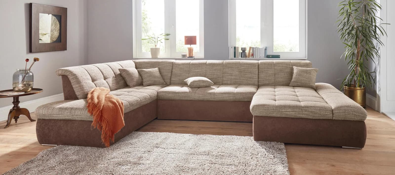 DOMO COLLECTION Wohnlandschaft PB Moric U-Form Braun Beige