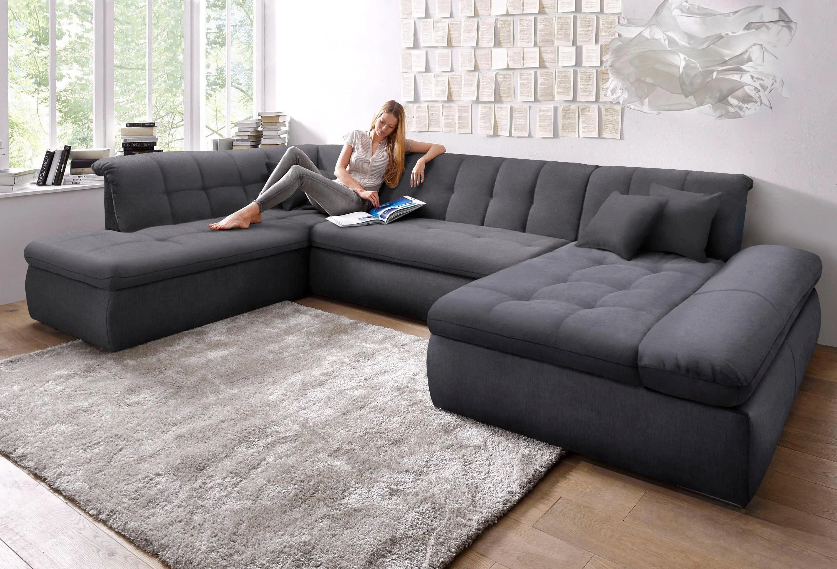DOMO COLLECTION Wohnlandschaft NMoric Grau XXL 353 cm
