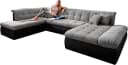 DOMO COLLECTION Moric U-Form Wohnlandschaft Grau Schwarz Weiß Bild 1