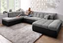 DOMO COLLECTION Moric U-Form Wohnlandschaft Grau Schwarz Weiß Bild 2
