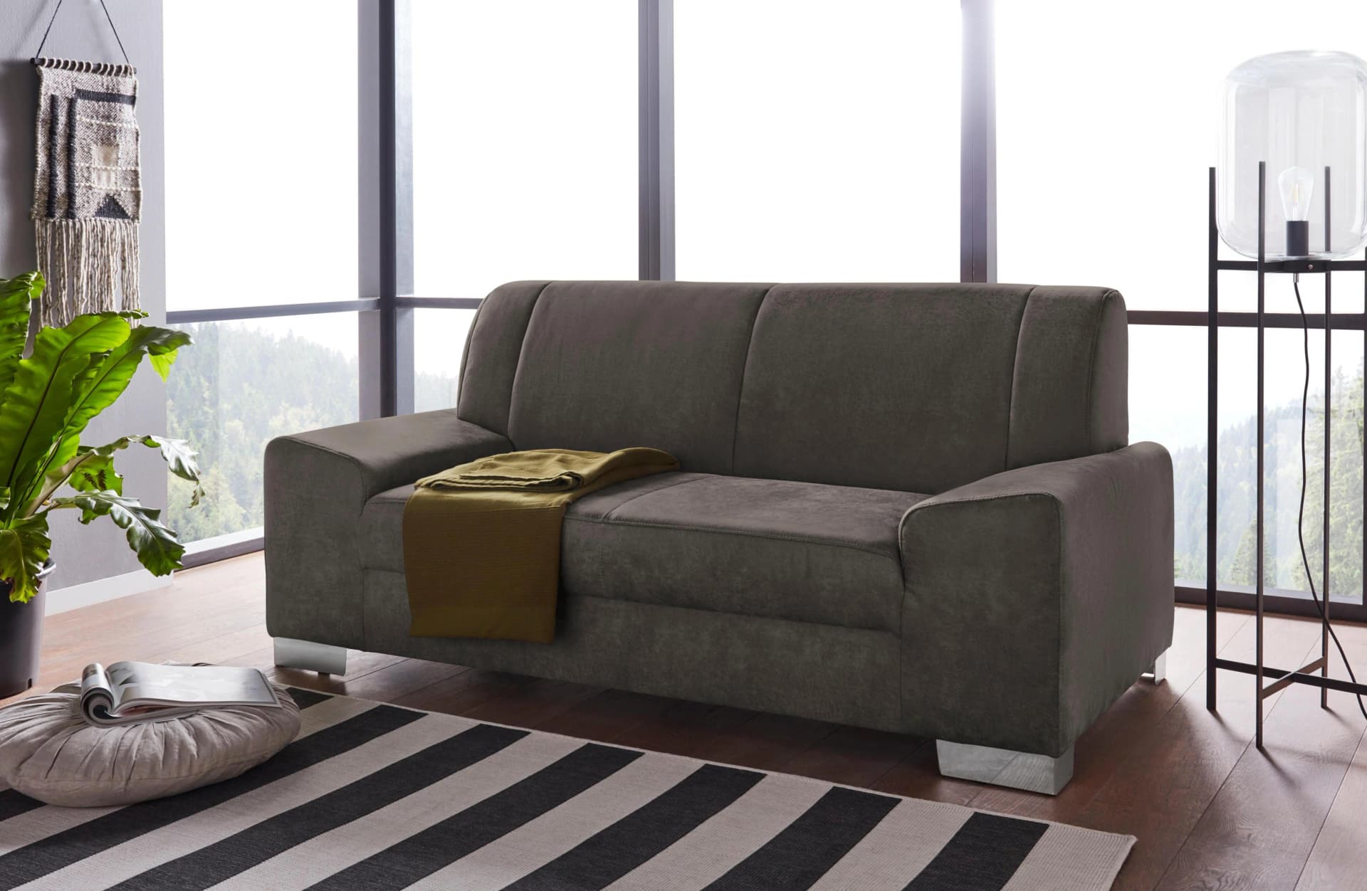 DOMO COLLECTION 2-Sitzer Sofa Anzio Dunkelgrau Kubisch