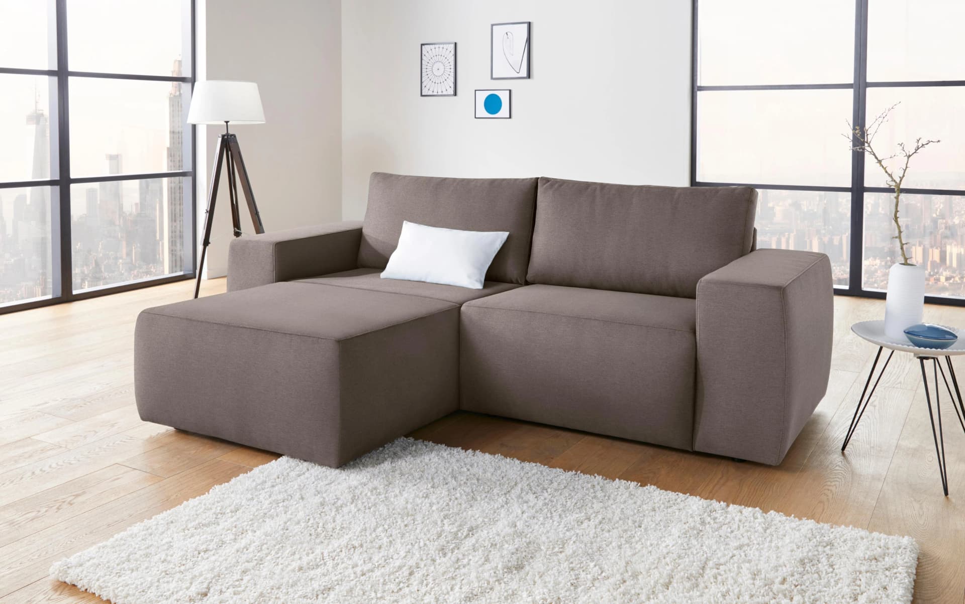 Ecksofa LooksII Kubisch Bequem Strapazierfähige Bezüge Braun LOOKS by Wolfgang Joop