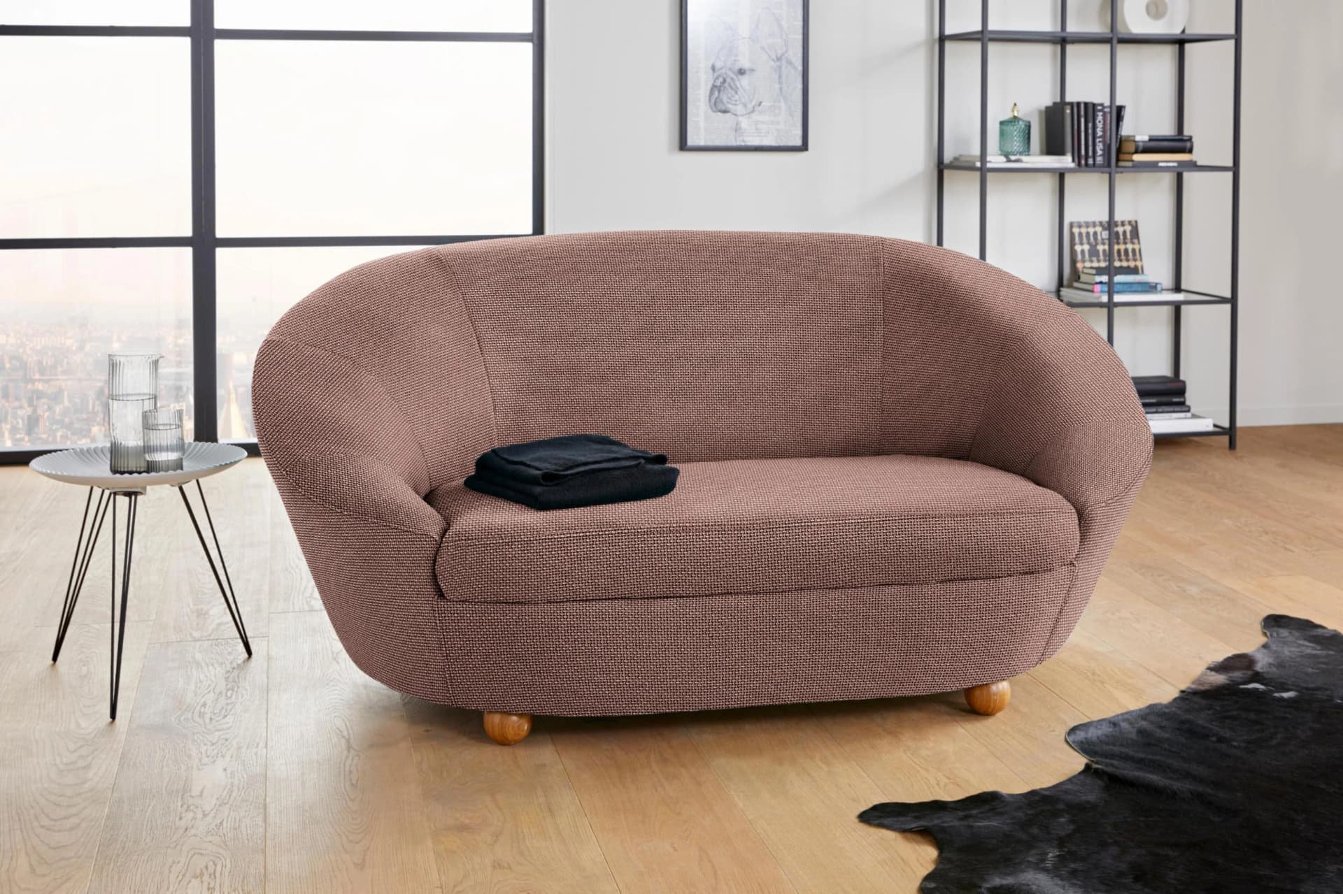 Sofa "LooksIV" Rot-Grau Rundsofa LOOKS by Wolfgang Joop