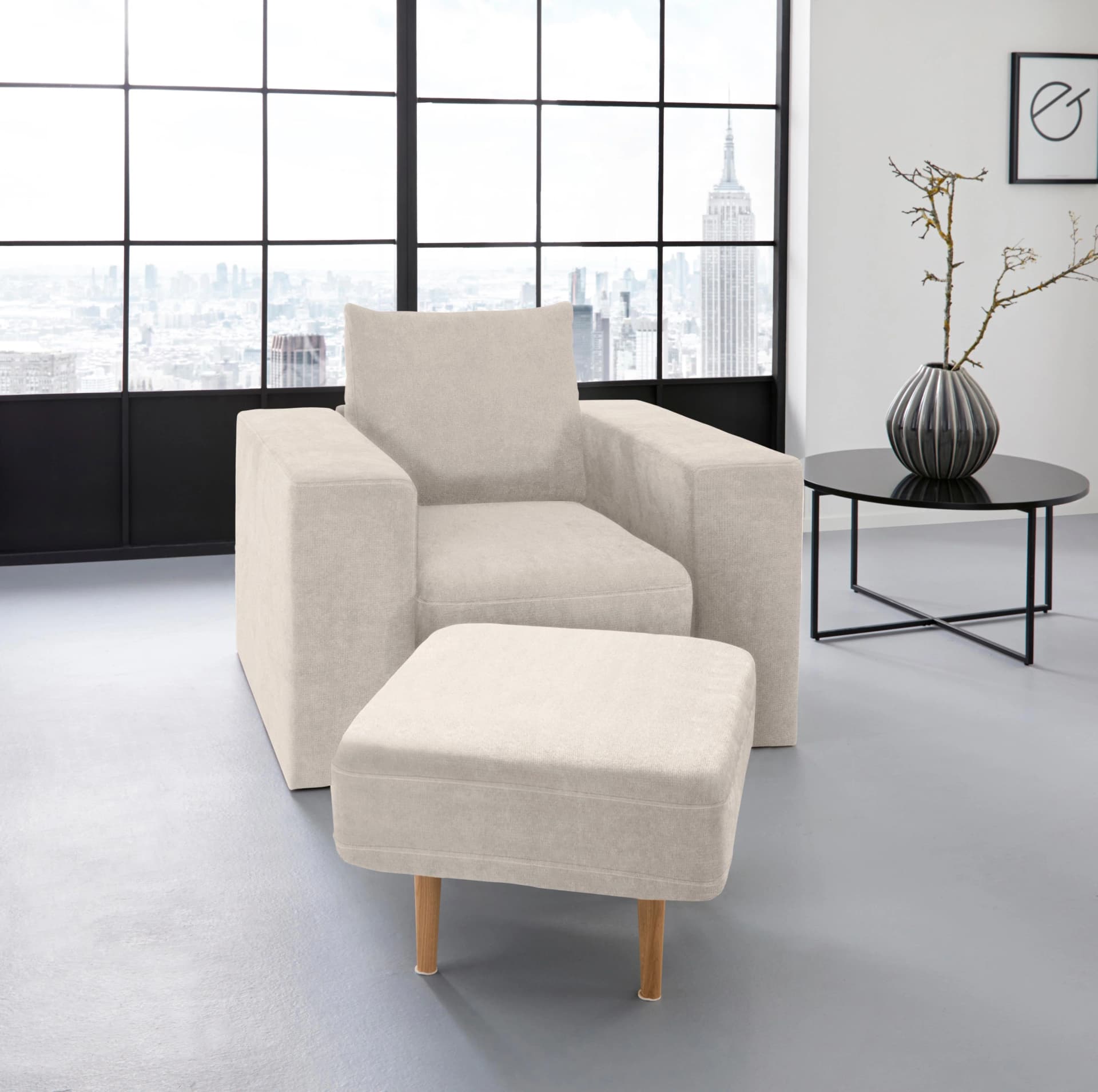 LOOKS by Wolfgang Joop Sessel Looksv Beige mit Hocker