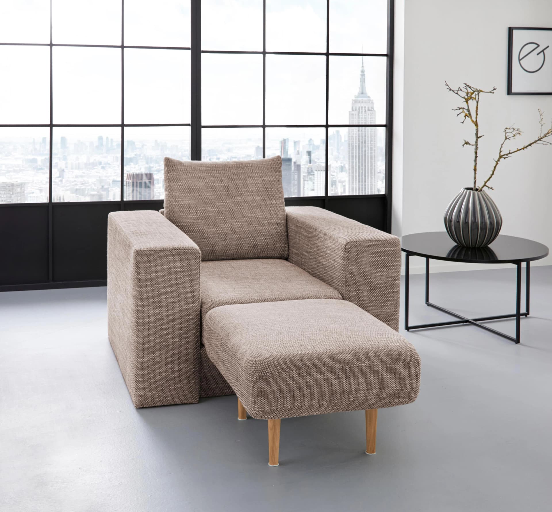 LOOKS by Wolfgang Joop Sessel Looksv mit Hocker Beige-Braun