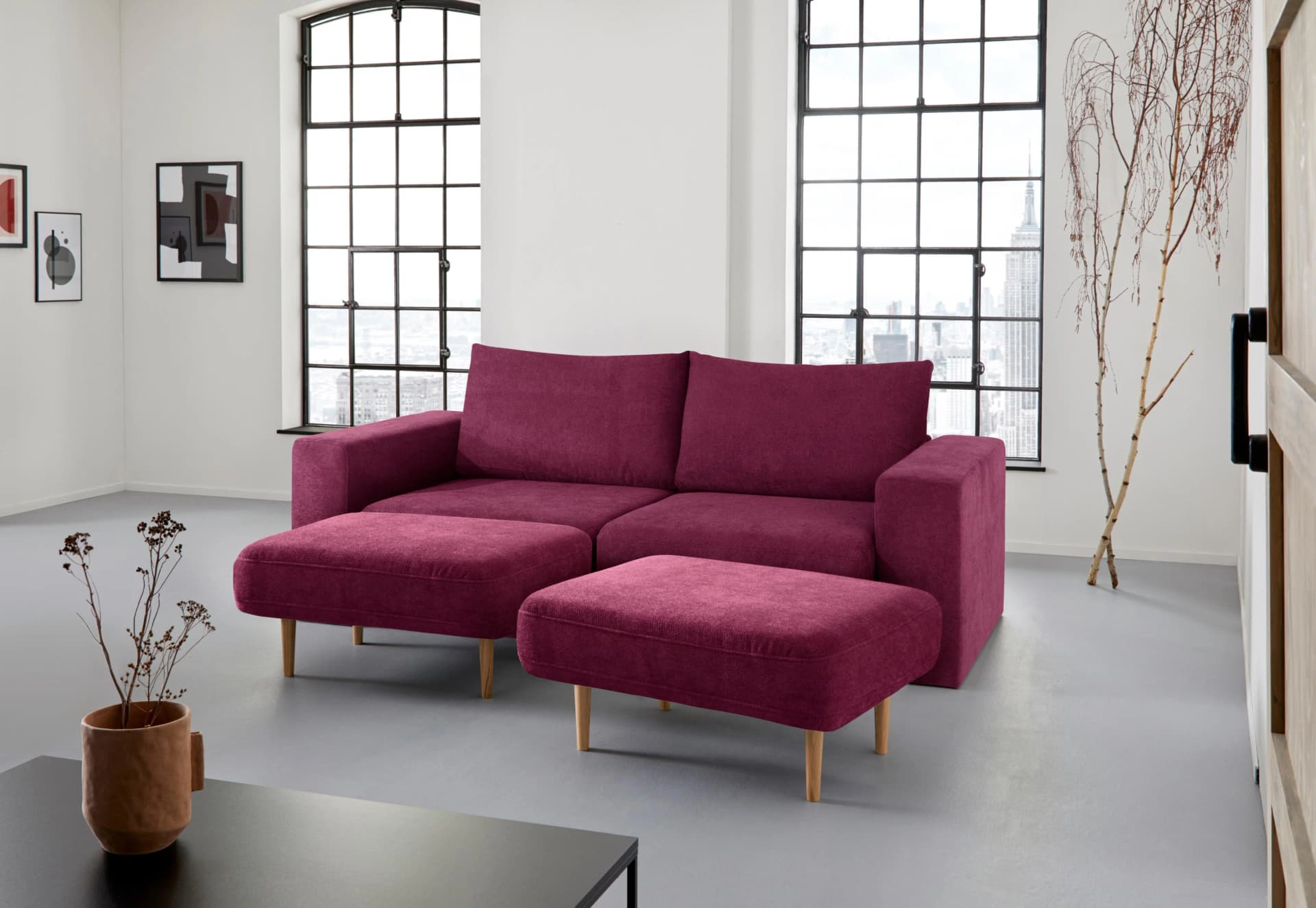 3,5-Sitzer Sofa Looksv Lila Beere LOOKS by Wolfgang Joop