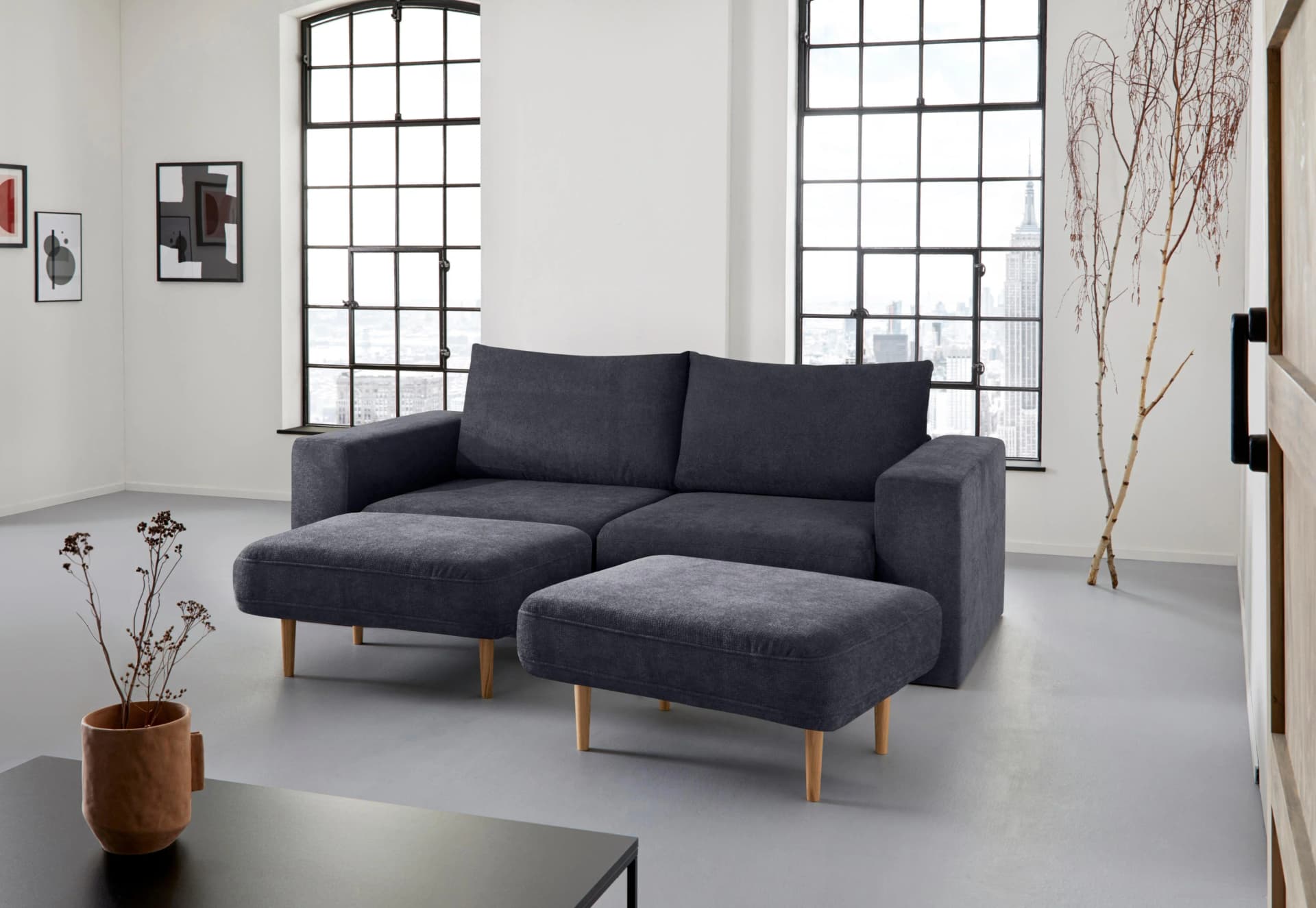 3,5-Sitzer-Sofa "Looksv" Dunkelblau LOOKS by Wolfgang Joop