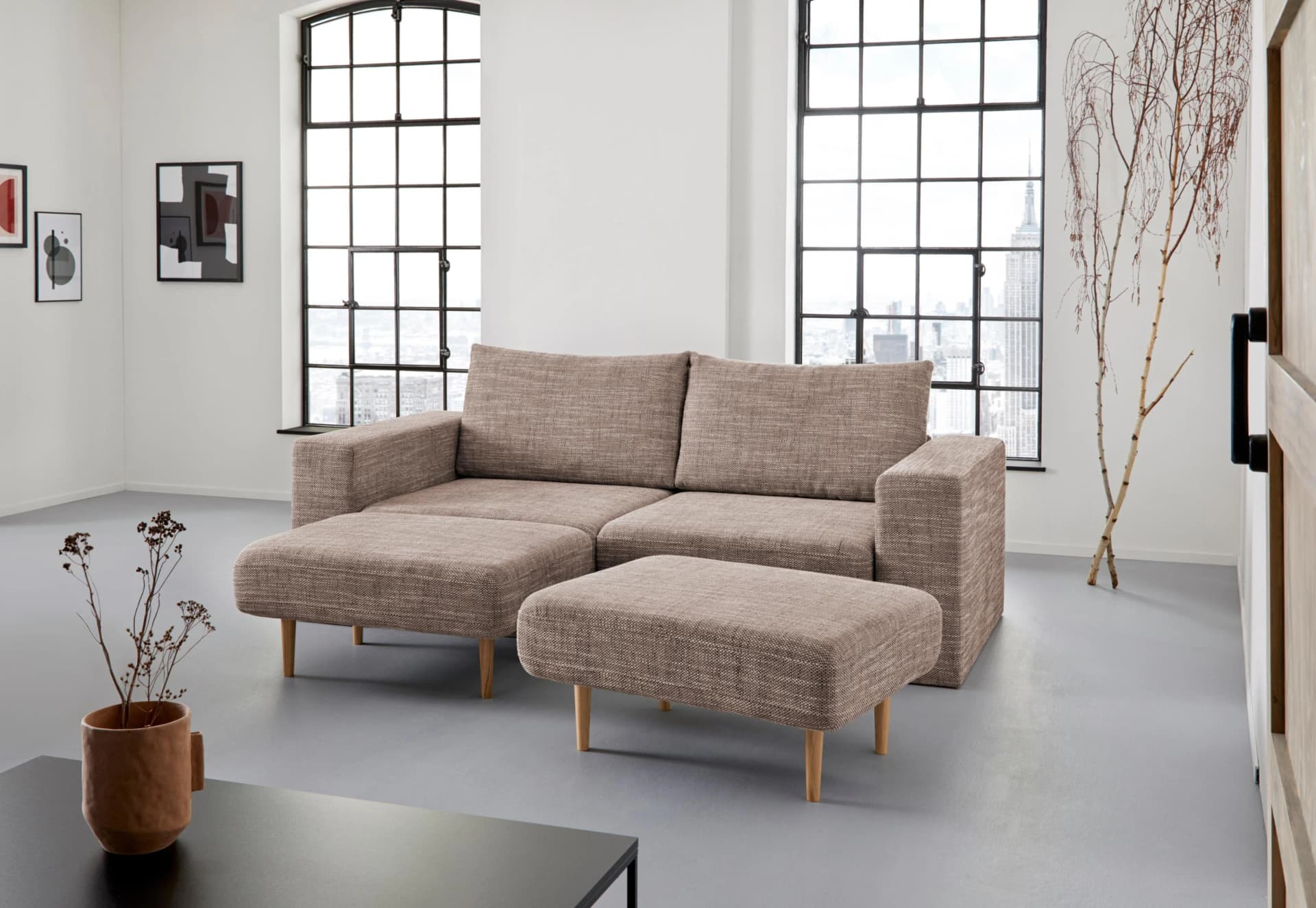 3,5-Sitzer Sofa Looksv Beige/Braun LOOKS by Wolfgang Joop