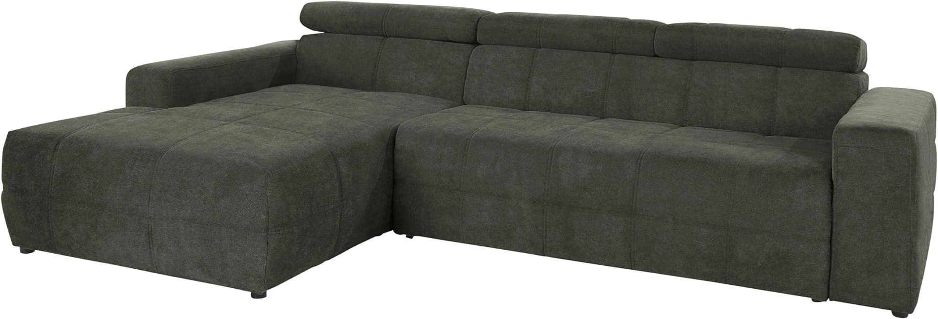Ecksofa mit Kopfteilverstellung und optionalen Sitztiefenversteller (L-Form)
