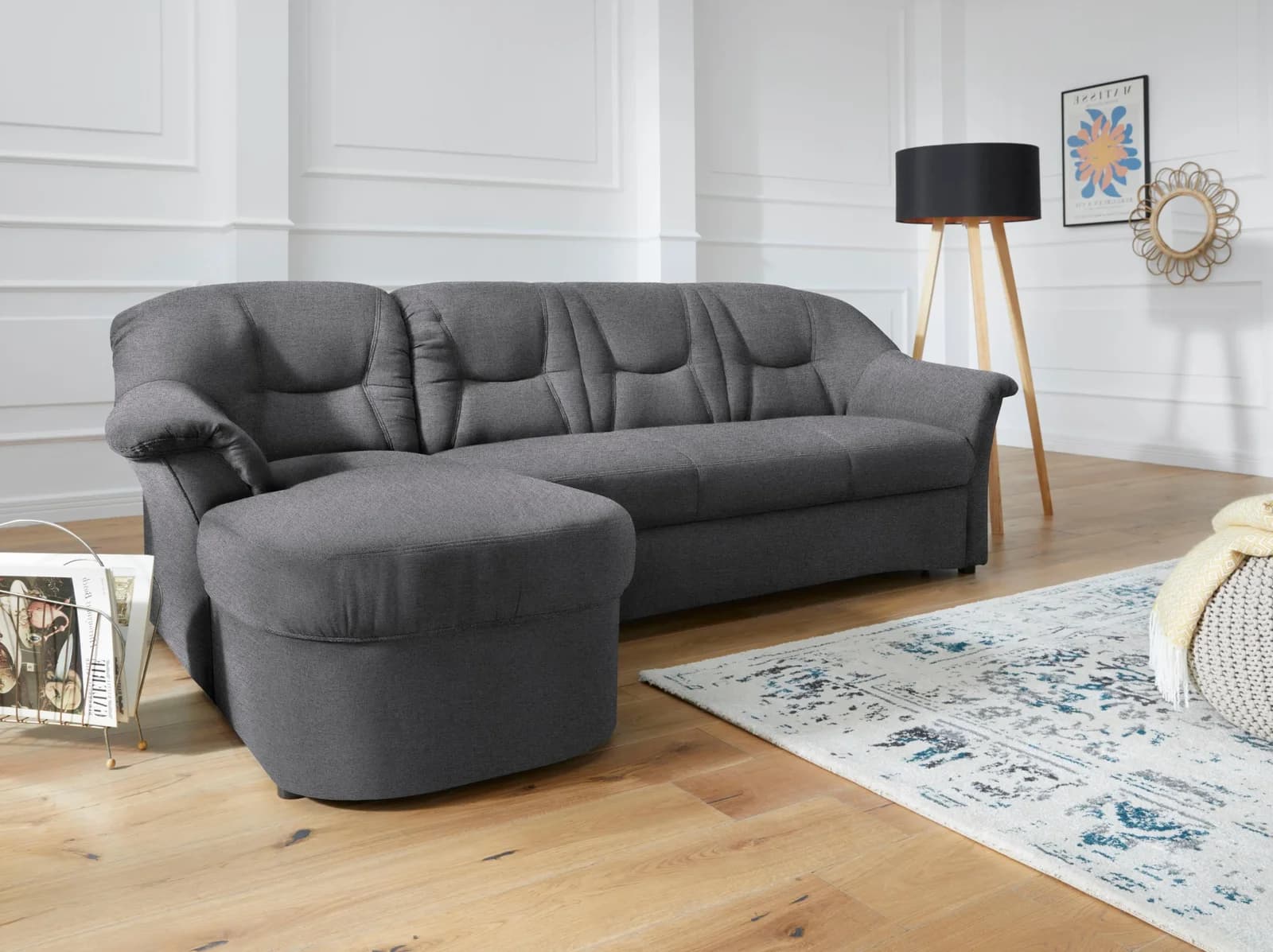 DOMO COLLECTION Ecksofa Sarafina Grau L-Form mit Federkern