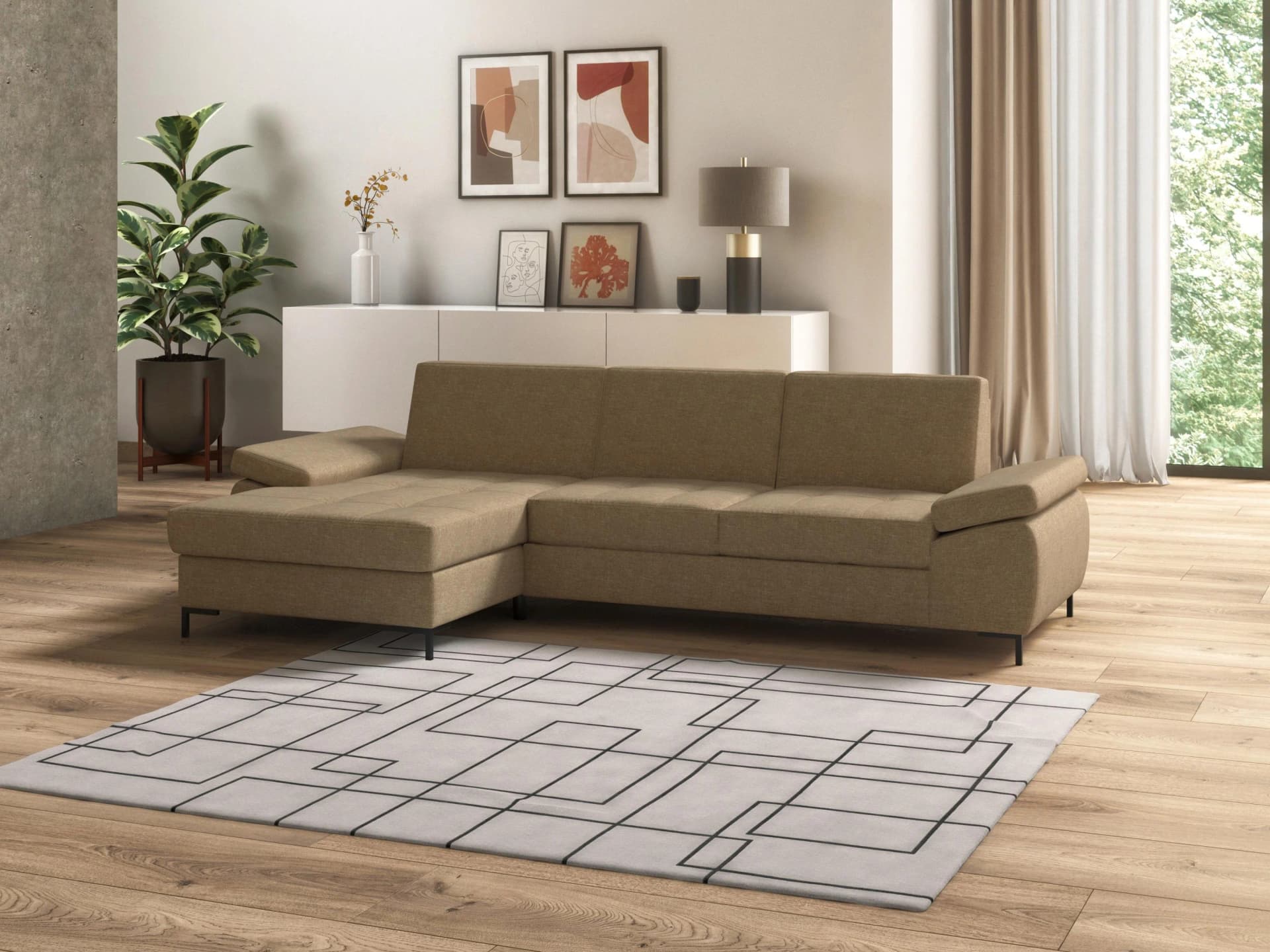 DOMO COLLECTION Ecksofa Capelo Beige L-Form mit Armteilverstellung