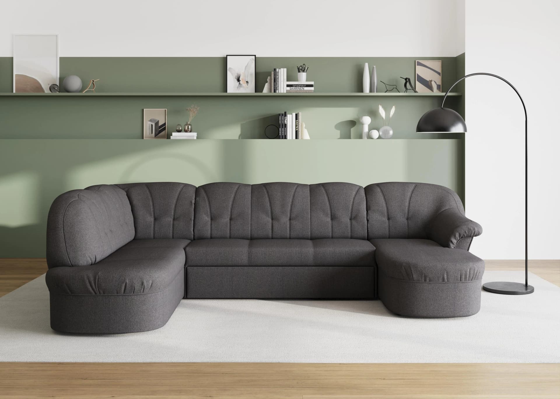 DOMO COLLECTION Wohnlandschaft Pegnitz U-Form Braun Polyester