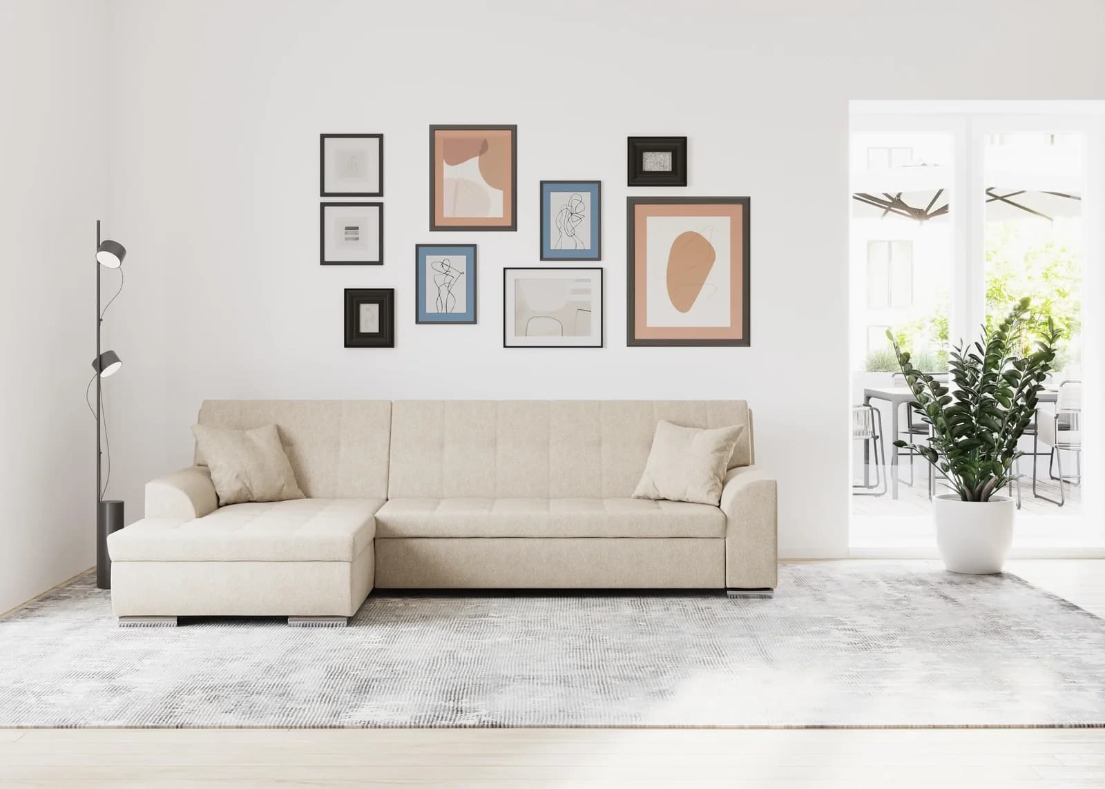 DOMO COLLECTION Ecksofa Treviso L-Form Beige mit Bettfunktion