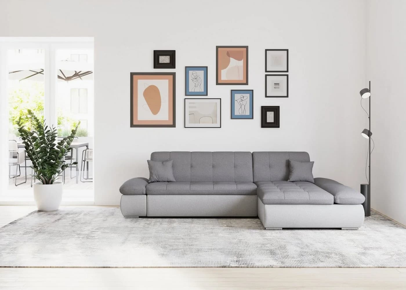 DOMO collection Ecksofa MORIC grau mit Bettfunktion und Armlehnenverstellung - Bild 2