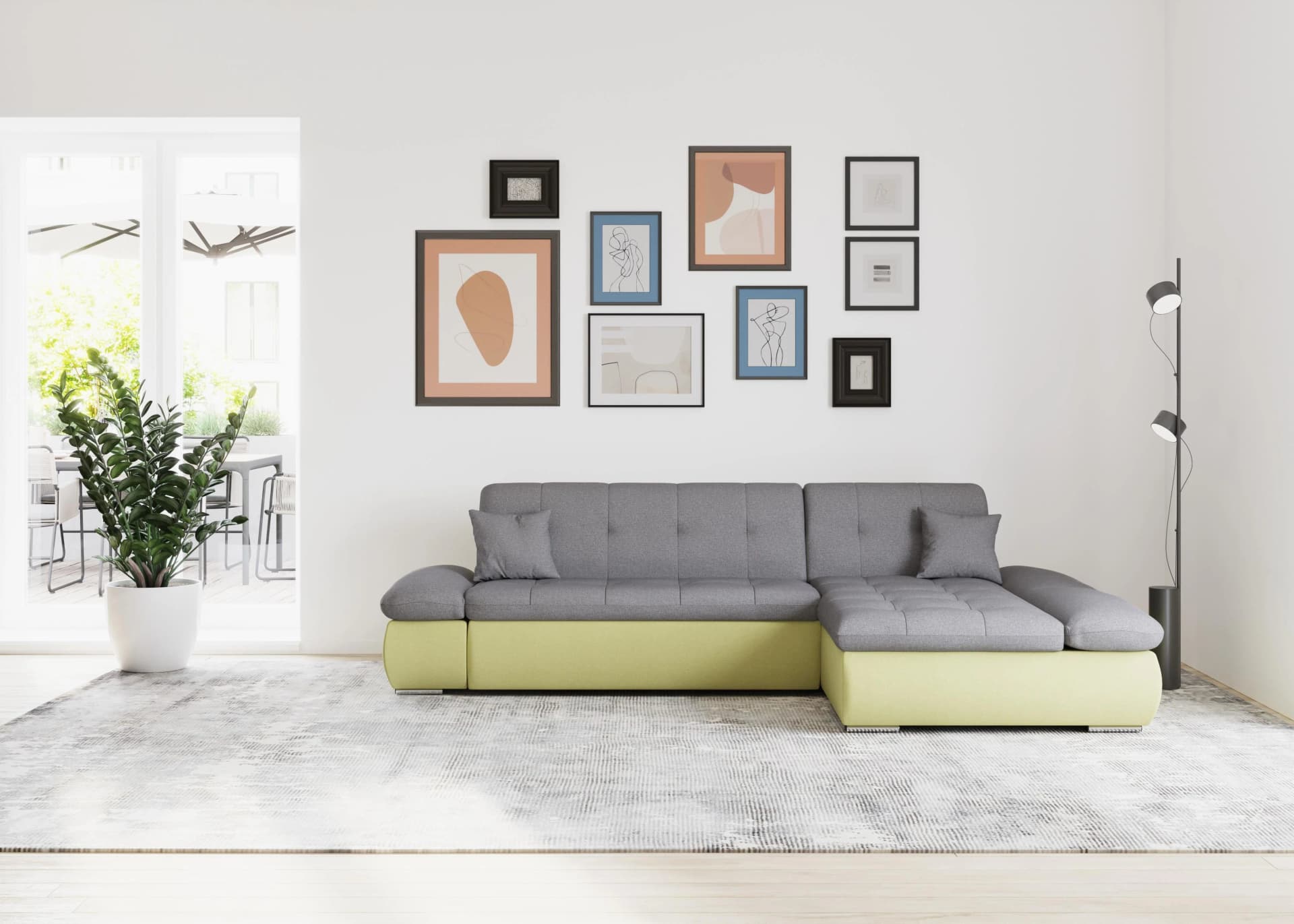 DOMO COLLECTION Ecksofa Moric L-Form XXL Gelb Kunstleder Microfaser