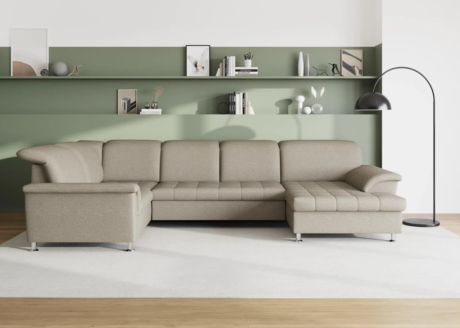 DOMO COLLECTION Wohnlandschaft FRANZI U-Form Recamiere rechts Schlamm