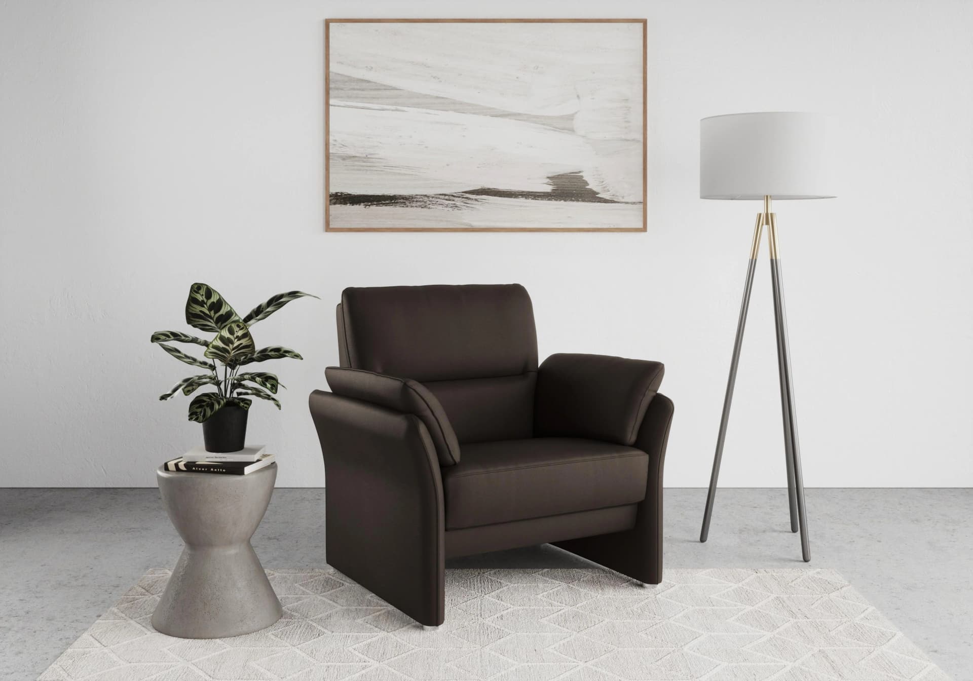 DOMO COLLECTION Pina Sessel Braun Microfaser Lederoptik