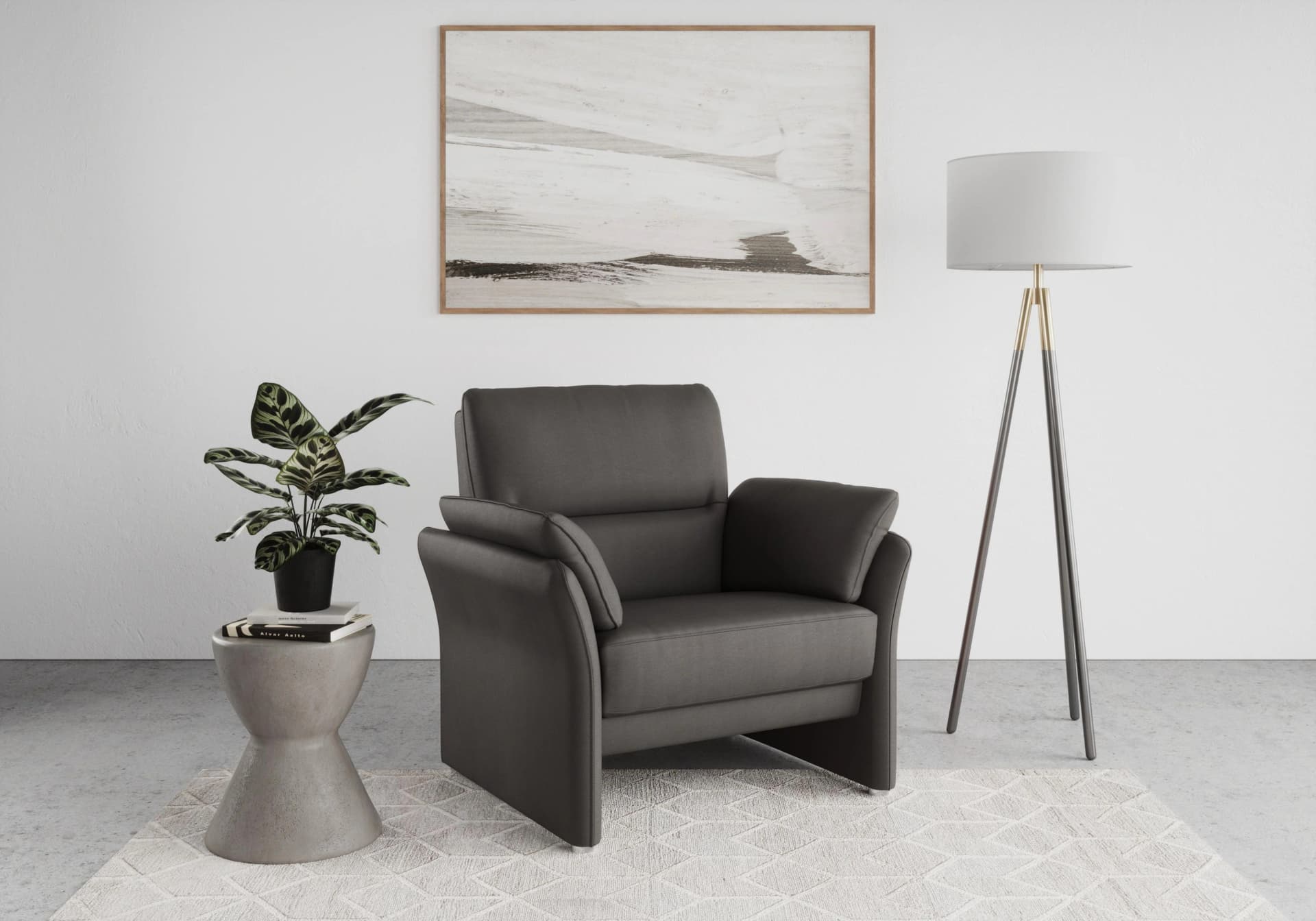 DOMO COLLECTION Sessel Pina Grau Luxus-Microfaser Lederoptik