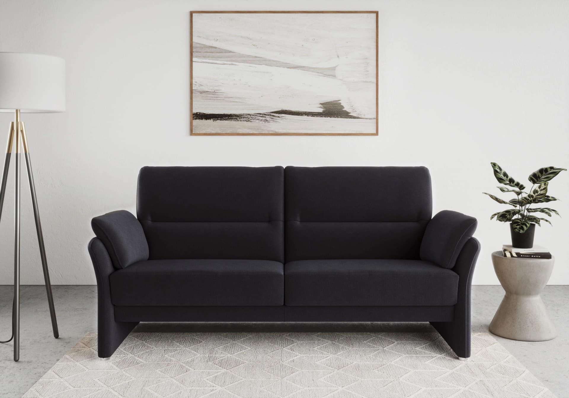 DOMO COLLECTION Sofa Pina 2,5-Sitzer Dunkelblau Microfaser