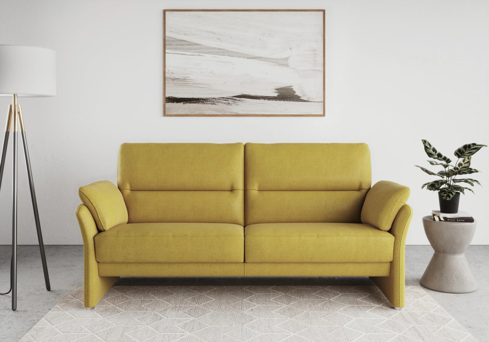 DOMO COLLECTION Pina Sofa 2,5-Sitzer Senfgelb Microfaser